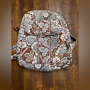 Elegant Floral Backpack in Brown and Cream